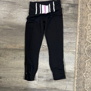Lululemon Athletica Black Leggings with Striped Waistband